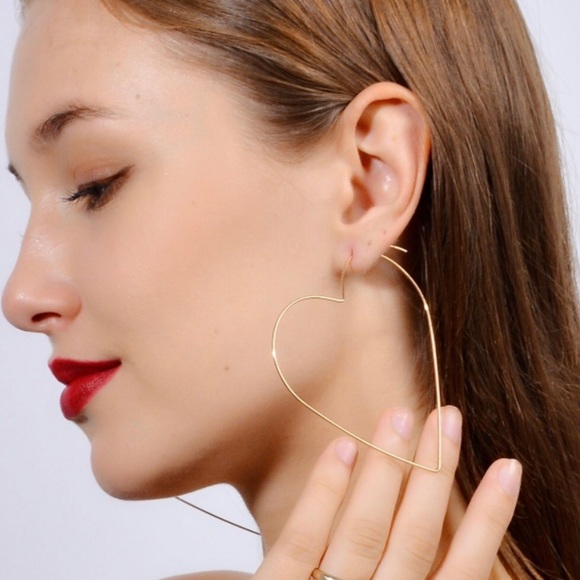 Heart Shaped Hoop Earrings - Picture 3 of 4